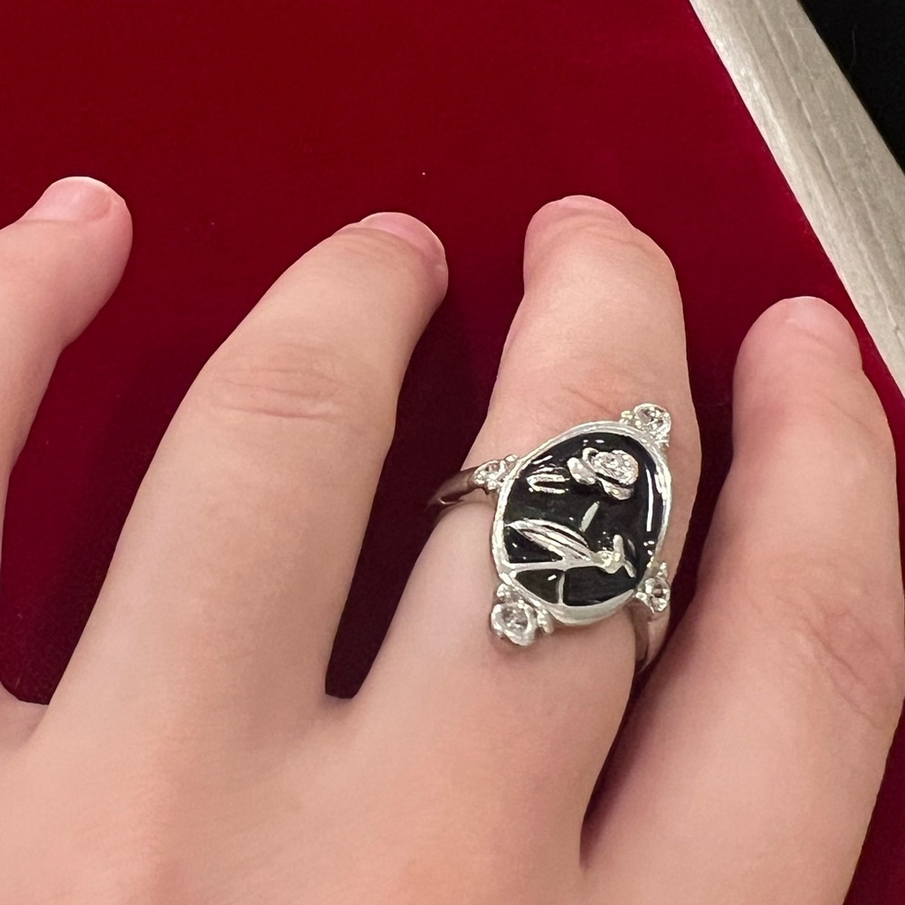 Vintage black and silver rose witch craft vibes